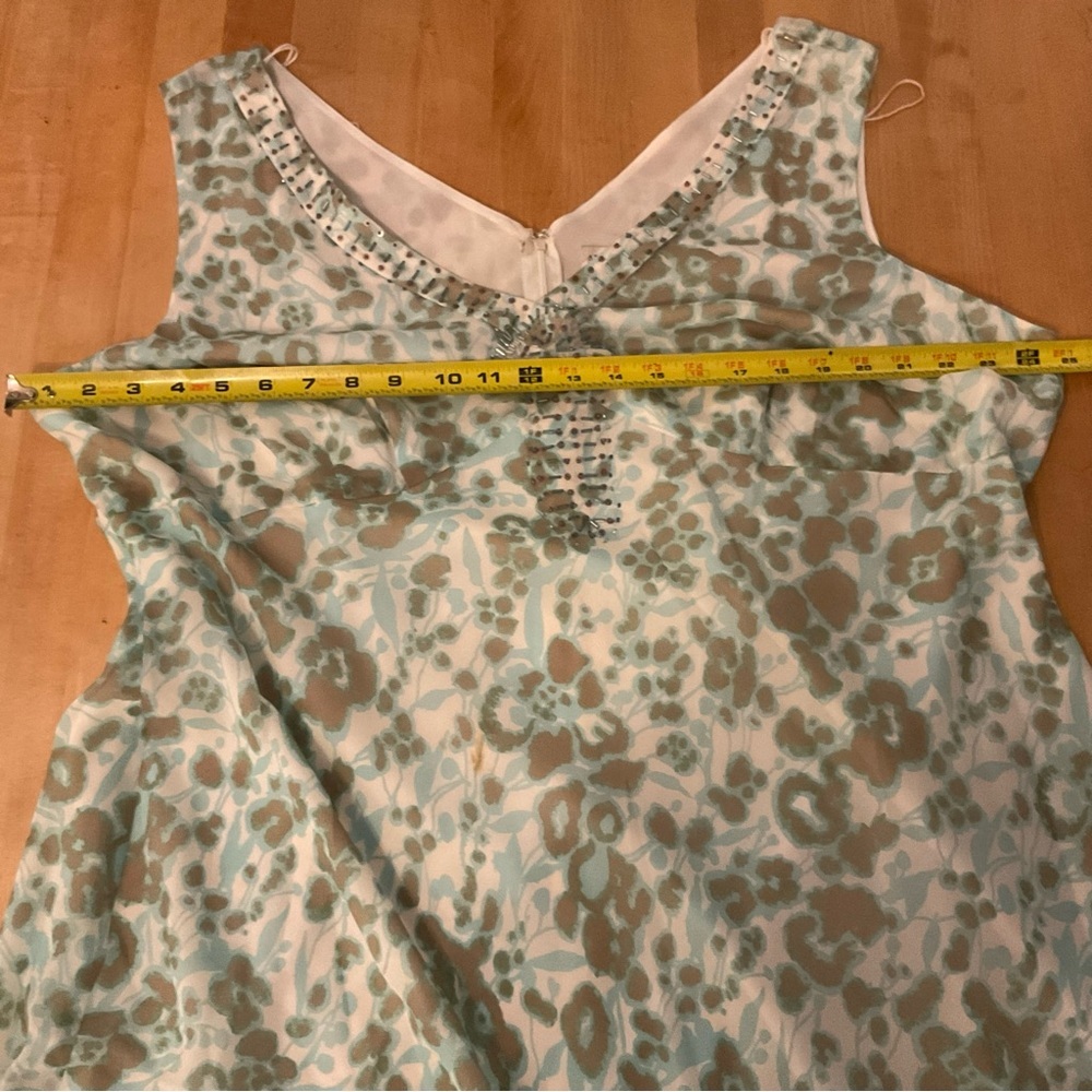 Adrianna Papell Silk Beaded Plus Size Wedding Guest Dress 22W Mint Floral - Picture 14 of 16